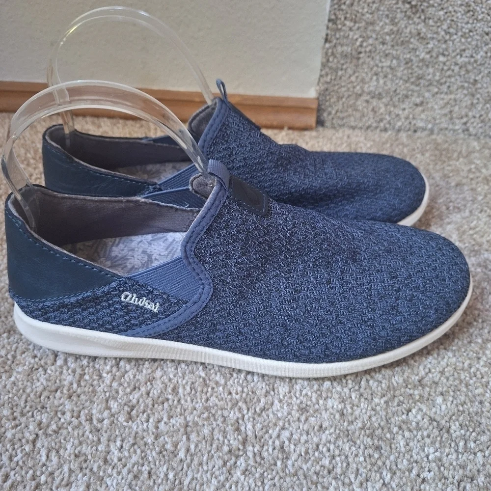 Olukai Alapa Mens Blue Slip On Drop Heel Woven Blue Casual Shoe Size 7